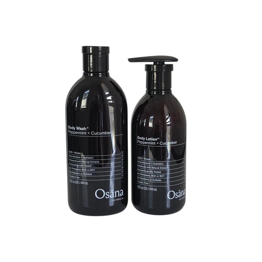 Osana Body Lotion & Body Wash Peppermint + Cucumber 15 Fl.oz .Lot Of 2